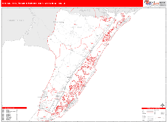 Ocean City Metro Area Digital Map Red Line Style
